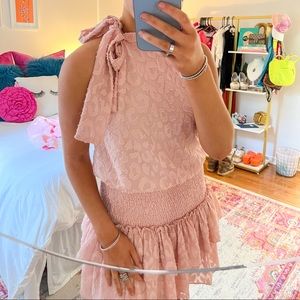 Cheetah Tie Ruffle Mini Dress